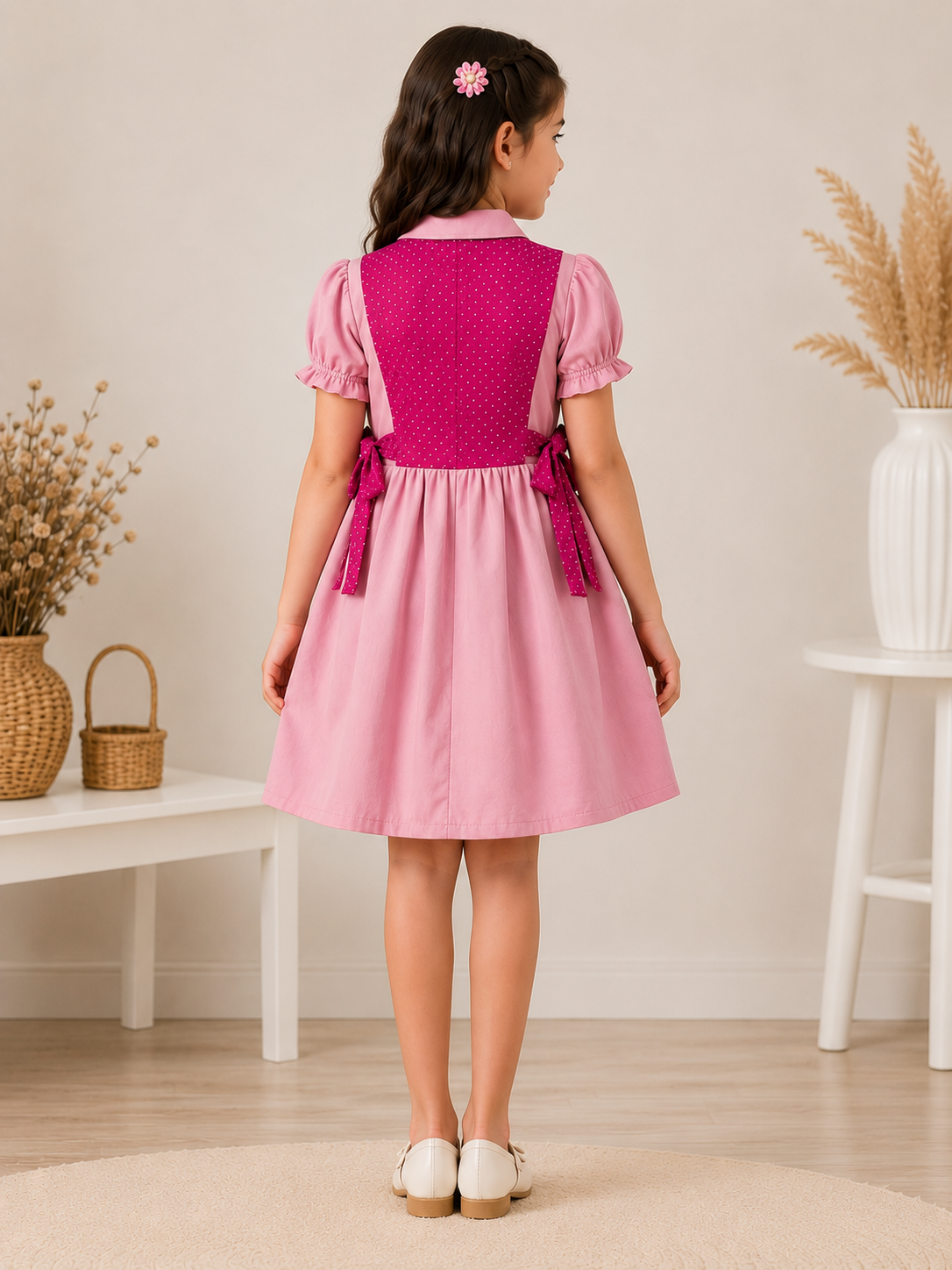 Girls' Elegant Pearl Detail Dress