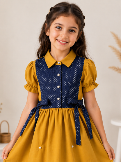 Girls' Elegant Pearl Detail Dress
