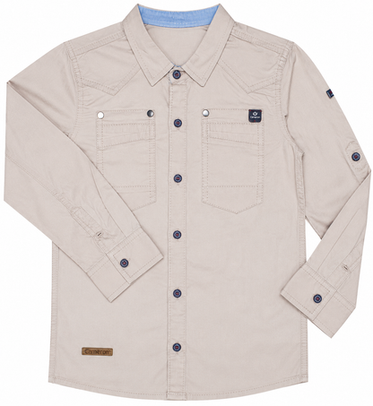 Boys Gabardine Shirt with Front Buttons & Pockets