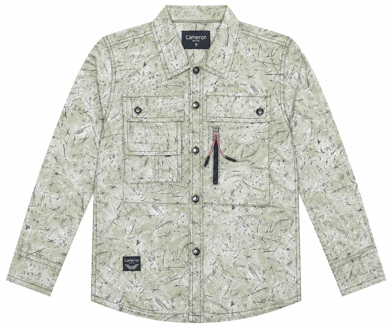 Boys Printed Gabardine Shirt with Front Buttons – 8 to 12 Years