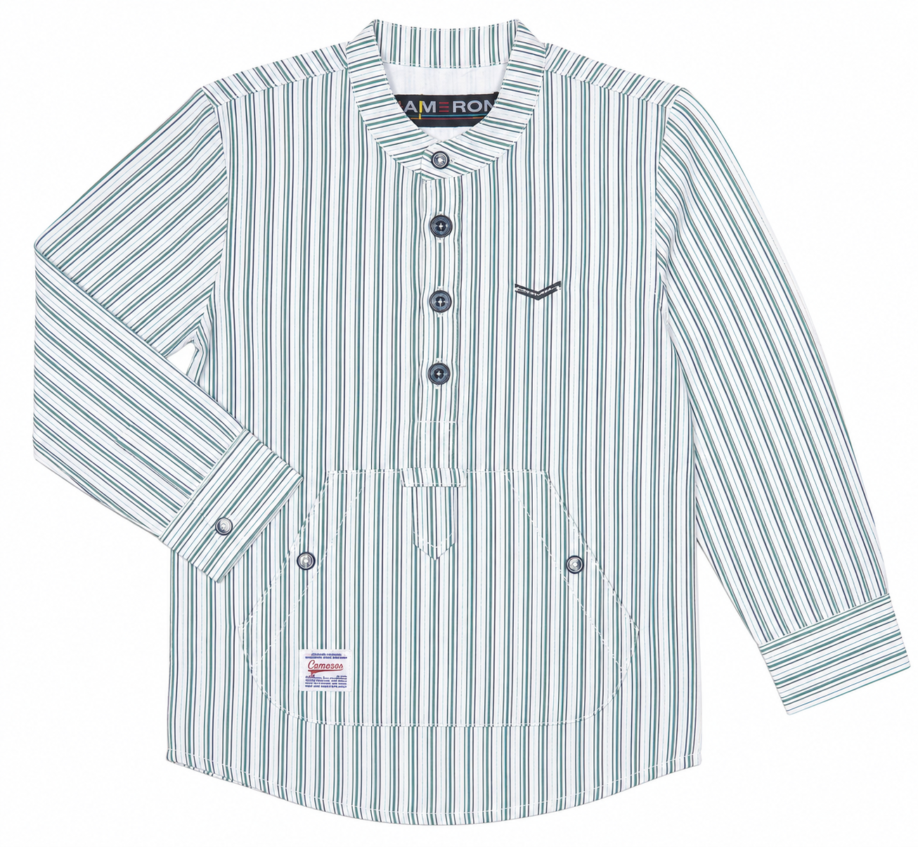 Boys Striped Shirt with Button Placket & Front Pocket – Modern Casual Style