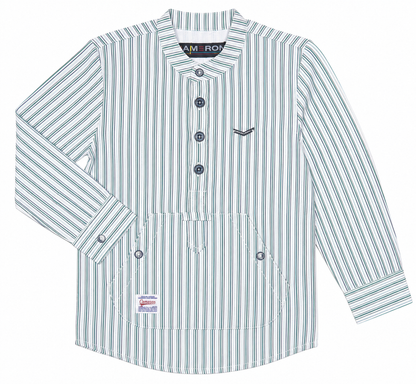 Boys Striped Shirt with Button Placket & Front Pocket – Modern Casual Style