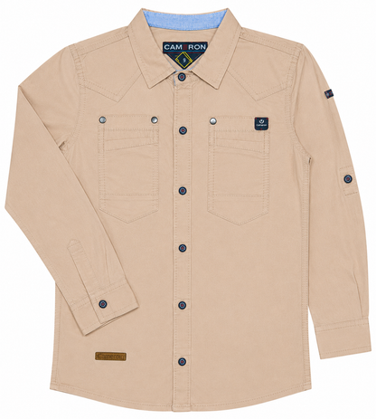 Boys Gabardine Shirt with Front Buttons & Pockets