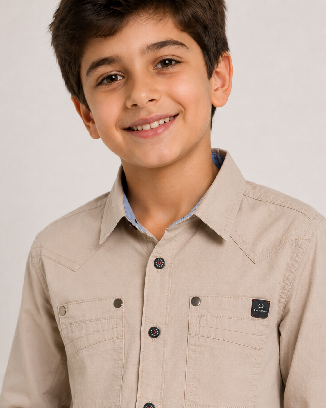 Boys Gabardine Shirt with Front Buttons & Pockets
