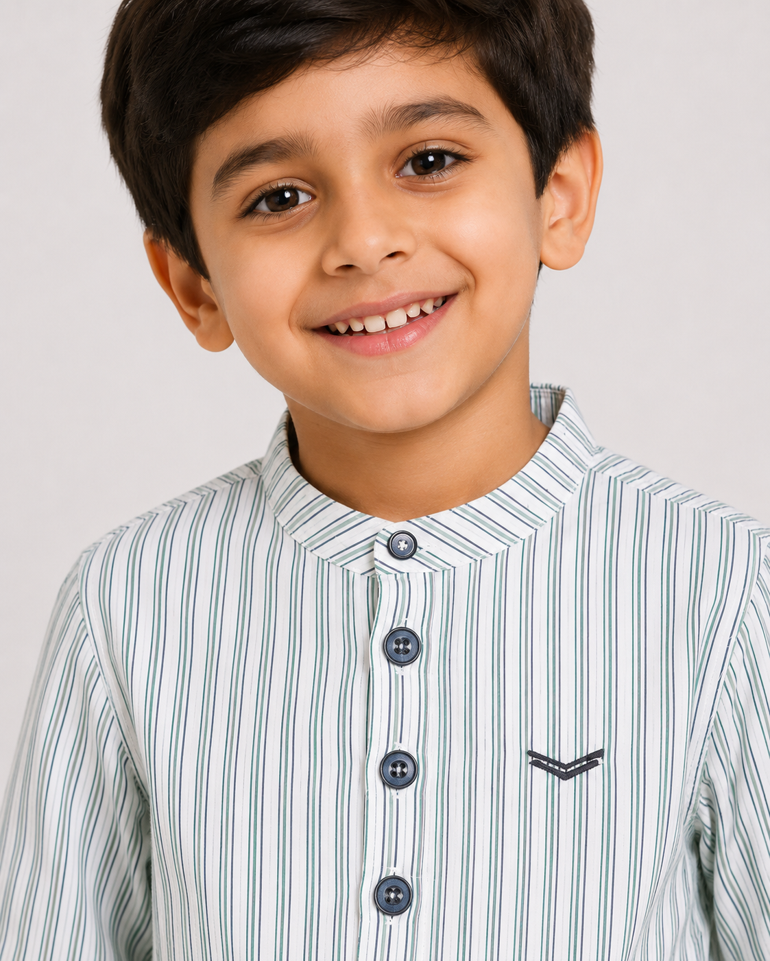 Boys Striped Shirt with Button Placket & Front Pocket – Modern Casual Style