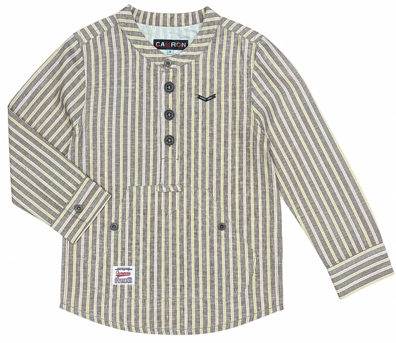 Boys Striped Shirt with Button Placket & Front Pocket – Modern Casual Style