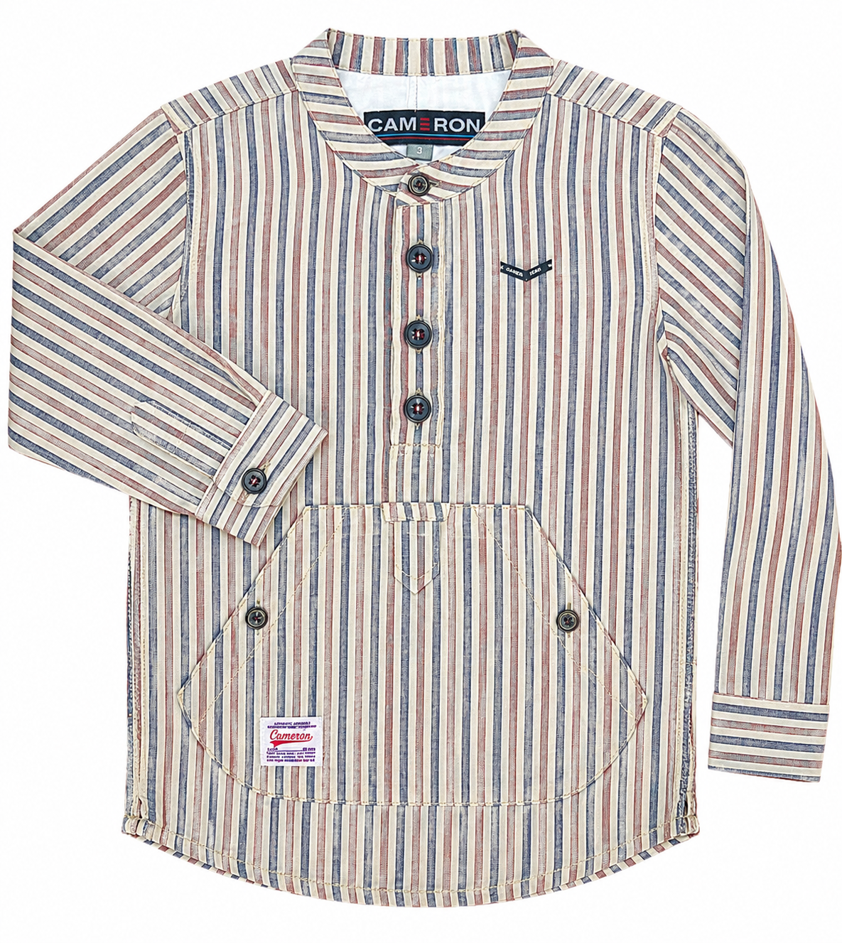 Boys Striped Shirt with Button Placket & Front Pocket – Modern Casual Style