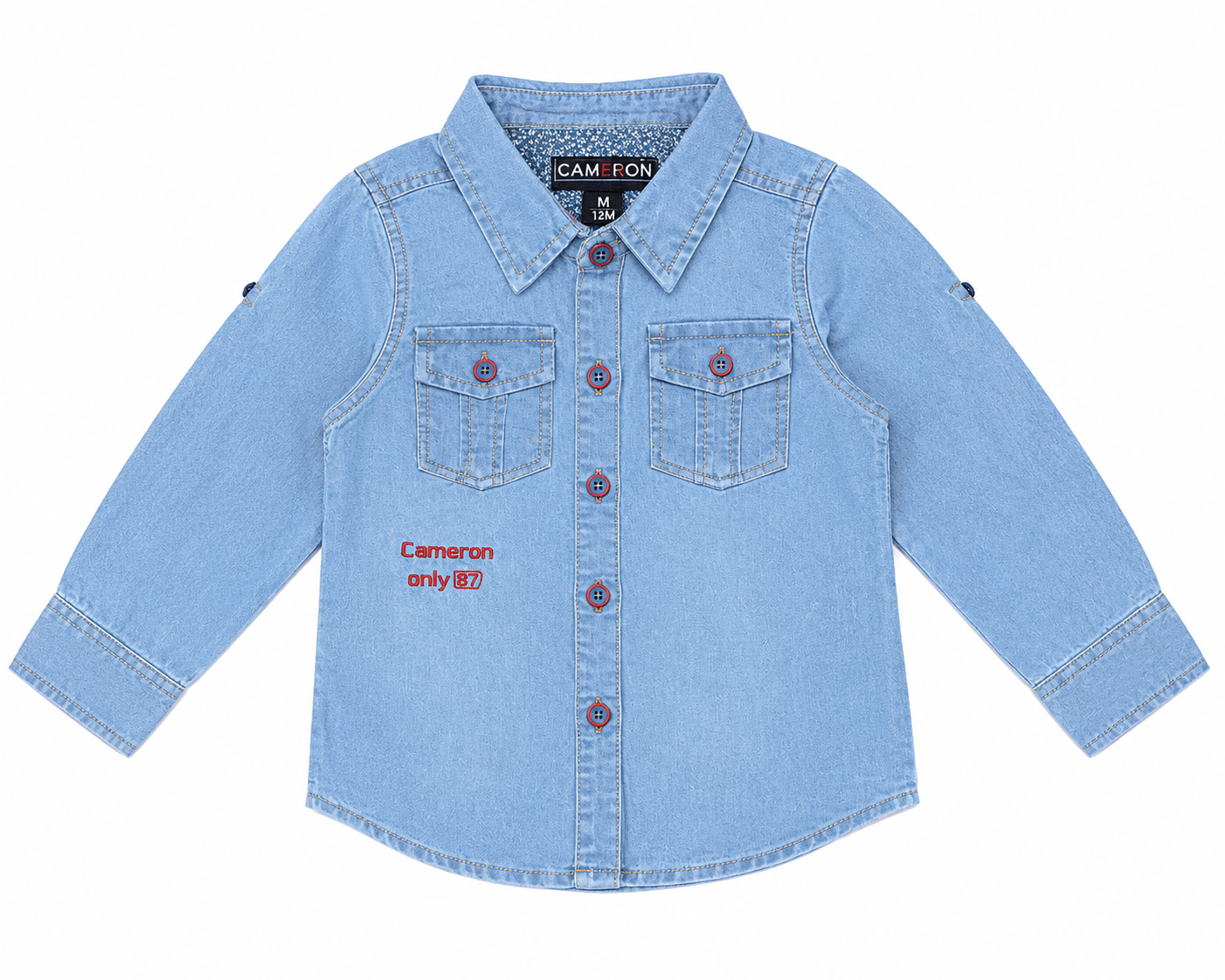 Boys Denim Shirt with Front Buttons & Chest Pockets – Casual Style