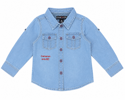 Boys Denim Shirt with Front Buttons & Chest Pockets – Casual Style