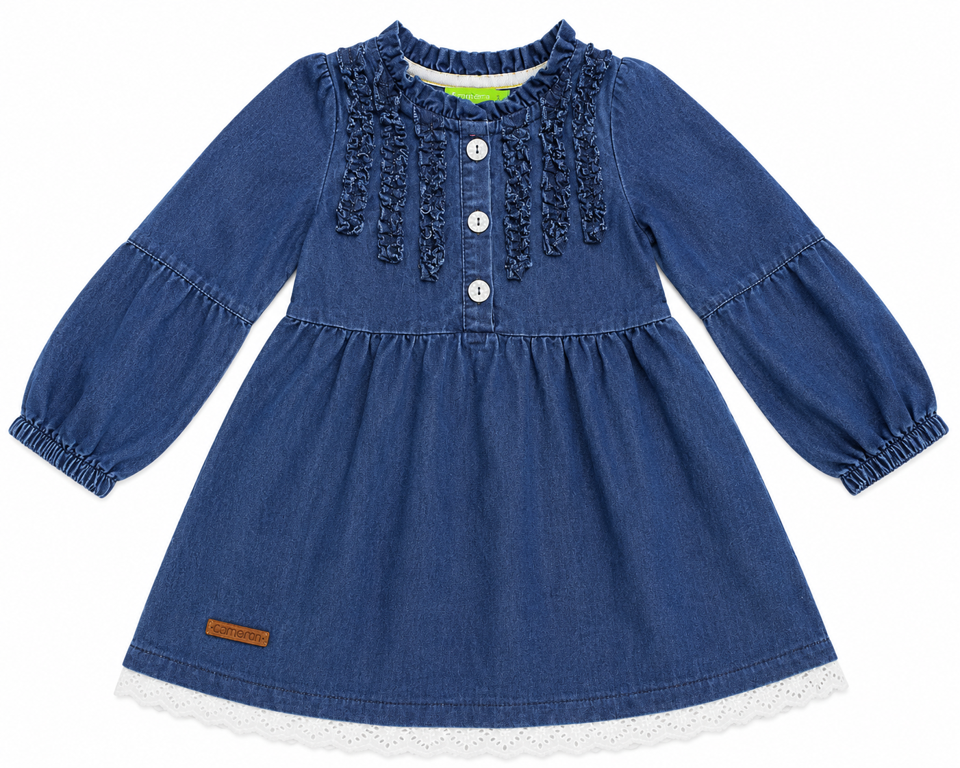 Girls Denim Ruffle Dress – Light & Dark Blue