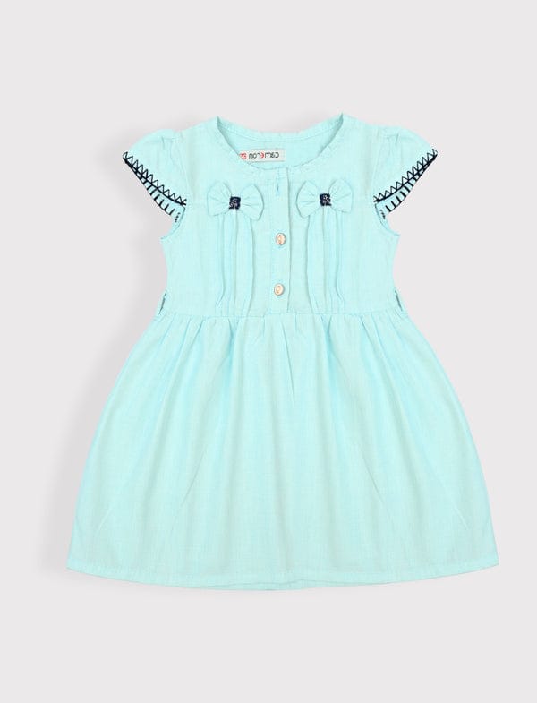 French Linen Baby Dress with Bow Details – 6 to 36 Months