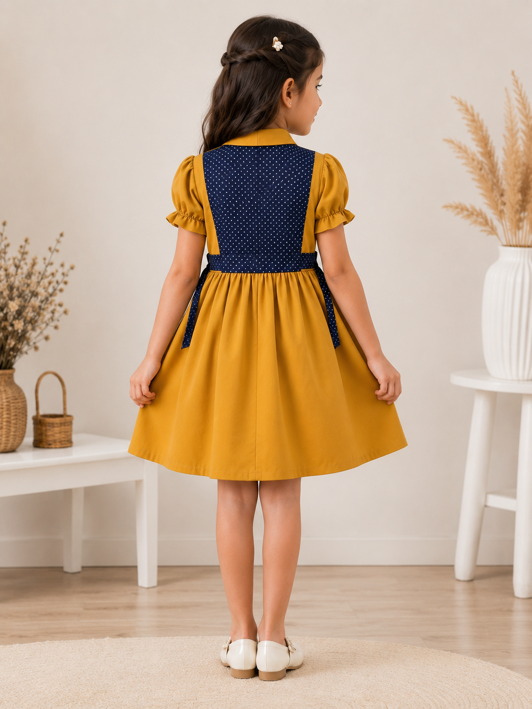 Girls' Elegant Pearl Detail Dress